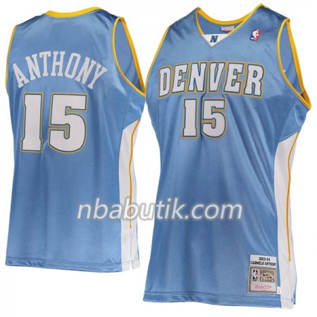 NBA Mænd Trøje Denver Nugget Carmelo Anthony 15 Hardwood Classics Blå Swingman